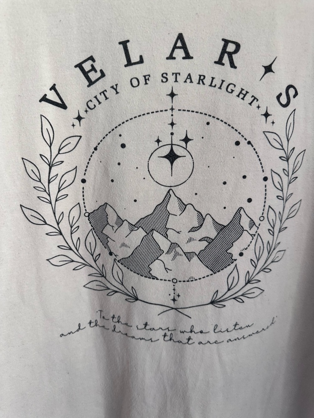 Velaris City of Starlight Graphic Tee - White with Black Print